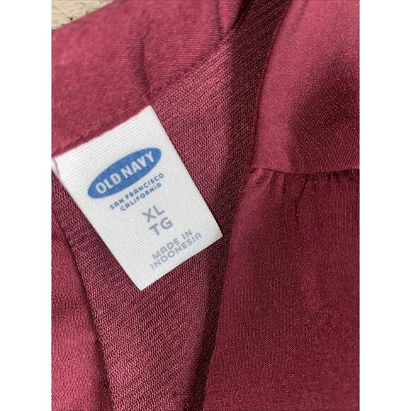 Old Navy Maroon Tie Back Satin Shift Dress Women XL Sleeveless - Picture 5 of 7